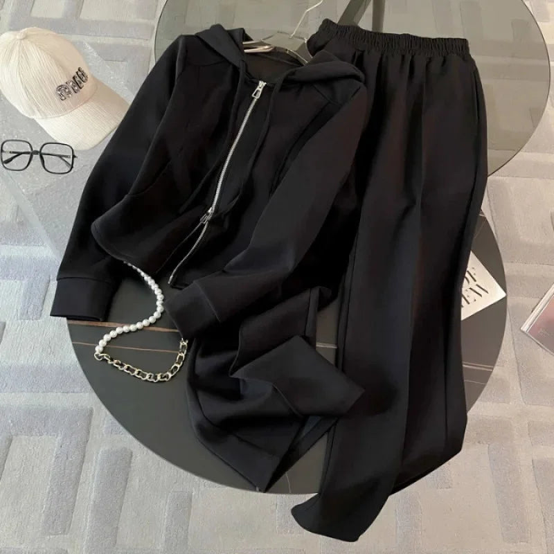 Mint Wave Style~ Autumn High Waist Wide Leg Pants Casual Two Piece Set