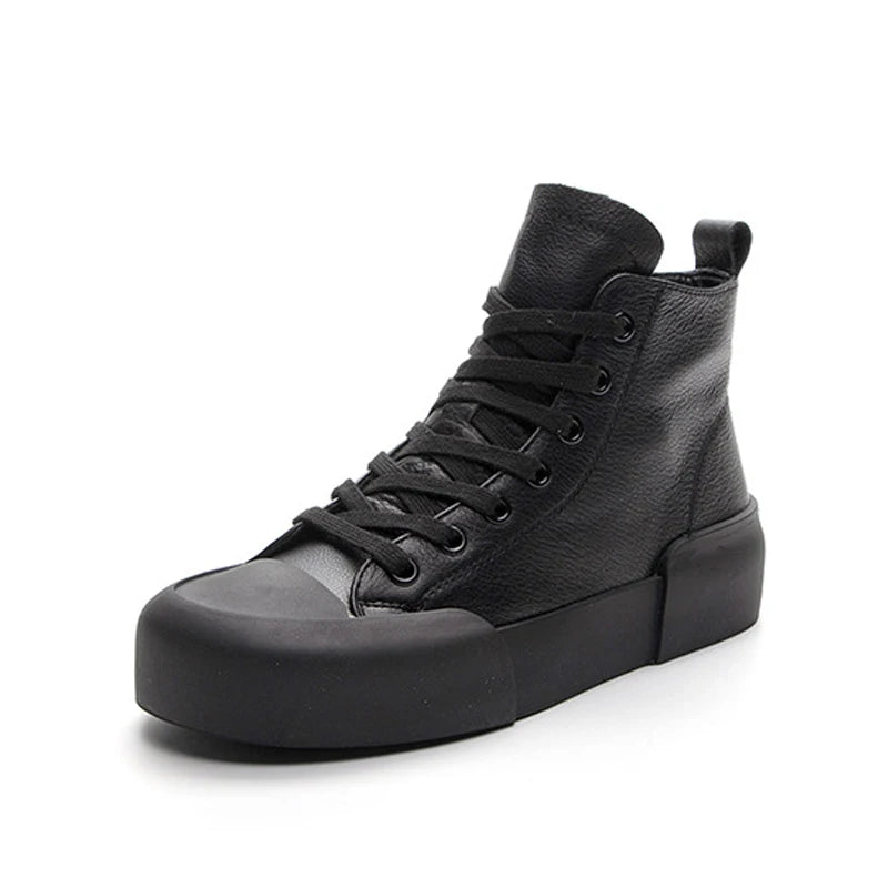 Women's Cowhide  Genuine Leather High Top Sneakers - Premium Boots from Craftklart Dropship - Just $58.68! Shop now at Craftklart.store