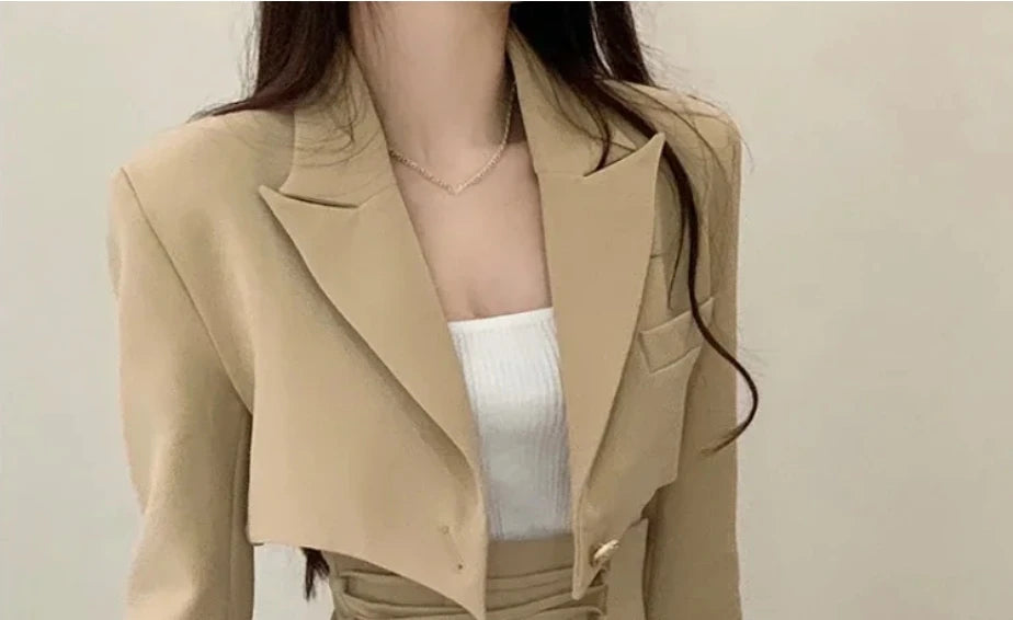 2 Piece Dress Set Women Casual Y2k Crop Top and blazer - Premium Set from Craftklart.store - Just $21.25! Shop now at Craftklart.store