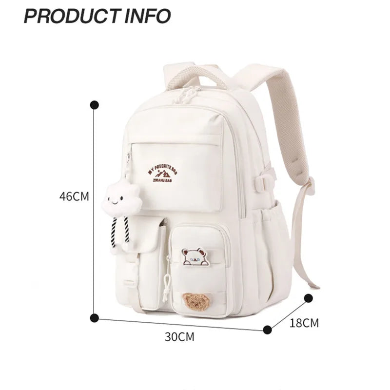 Japanese Ins College Syle Backpack with Pendant - Craftklart.store
