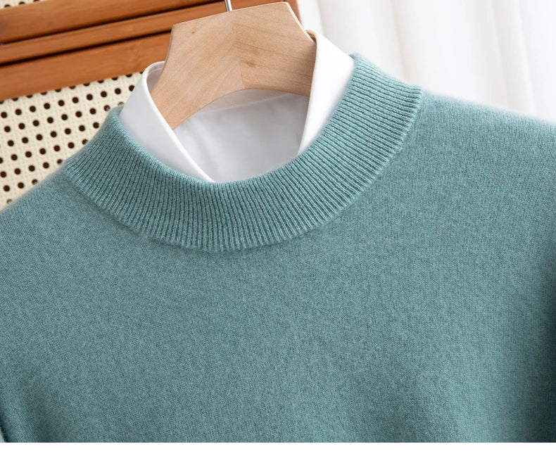 New Fashion Men's 100% Wool Pullover Half-high Collar Sweater - Craftklart.store