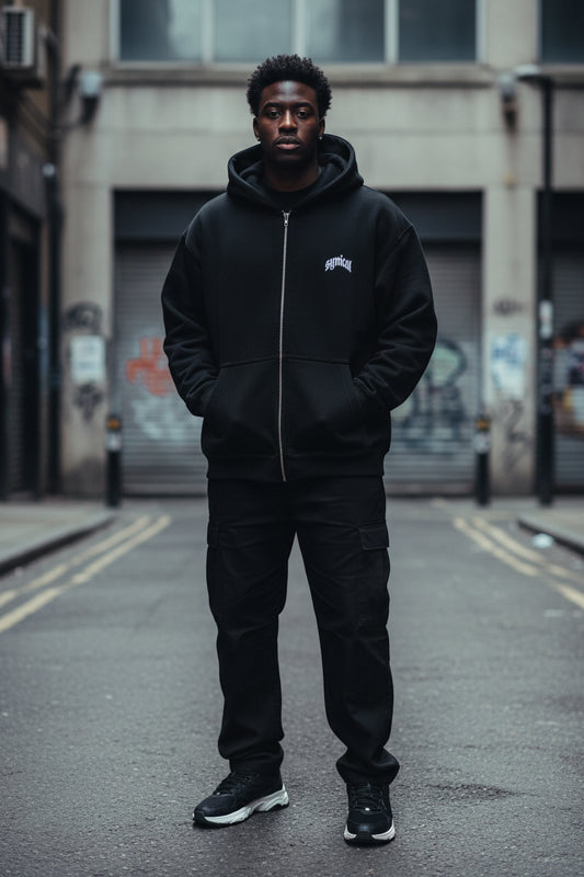 Men's Y2K Gothic Star Print Zip Hoodie | Minimalist Streetwear | Craftklart