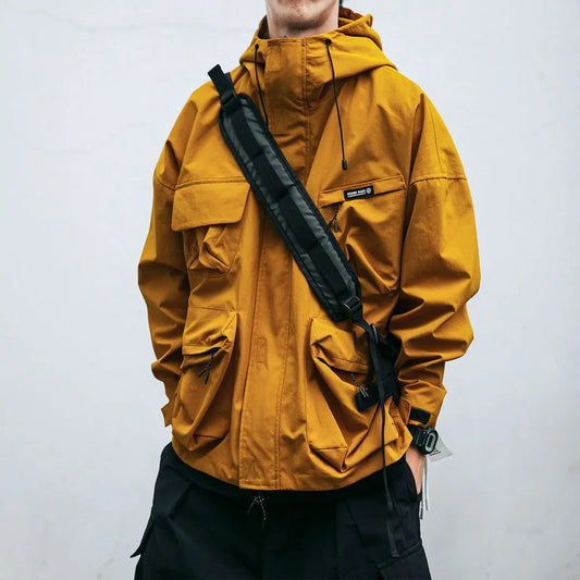 Men's Loose Fit Windproof Techwear Hooded Jacket - Premium  from Craftklart.store - Just $38.08! Shop now at Craftklart.store