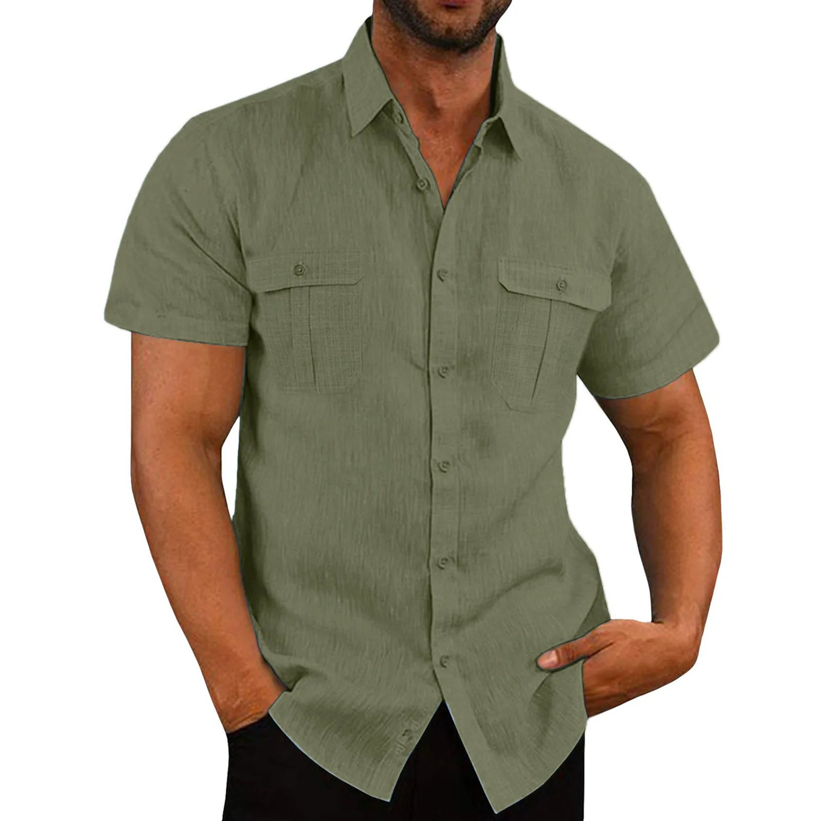 Men's  New Cotton Linen Short-Sleeved Shirts - Premium Shirt from Craftklart Dropship - Just $11.13! Shop now at Craftklart.store