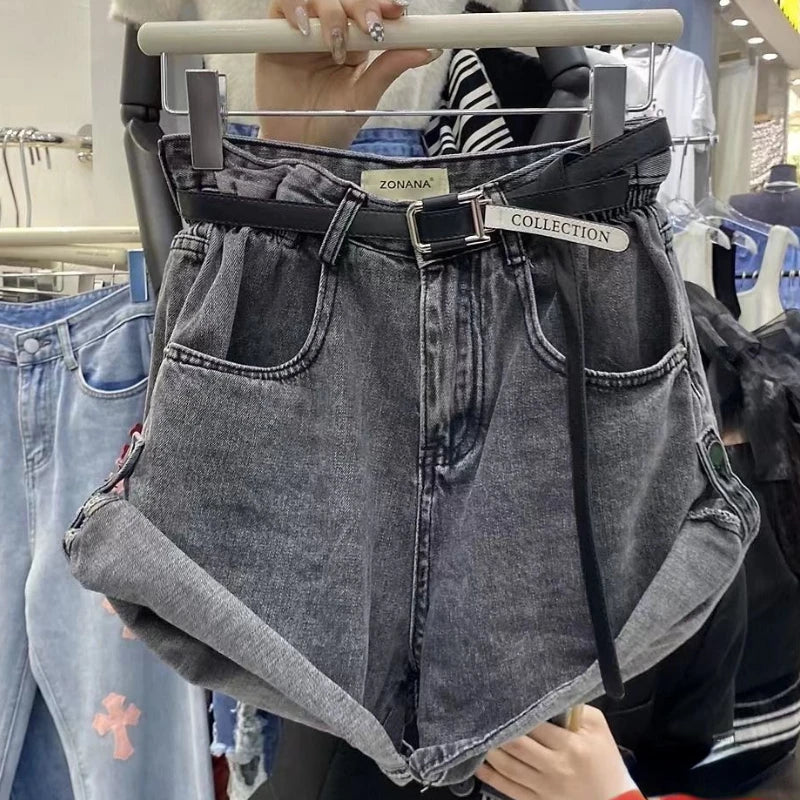 Women Wide Leg Baggy Casual Streetwear Denim Shorts