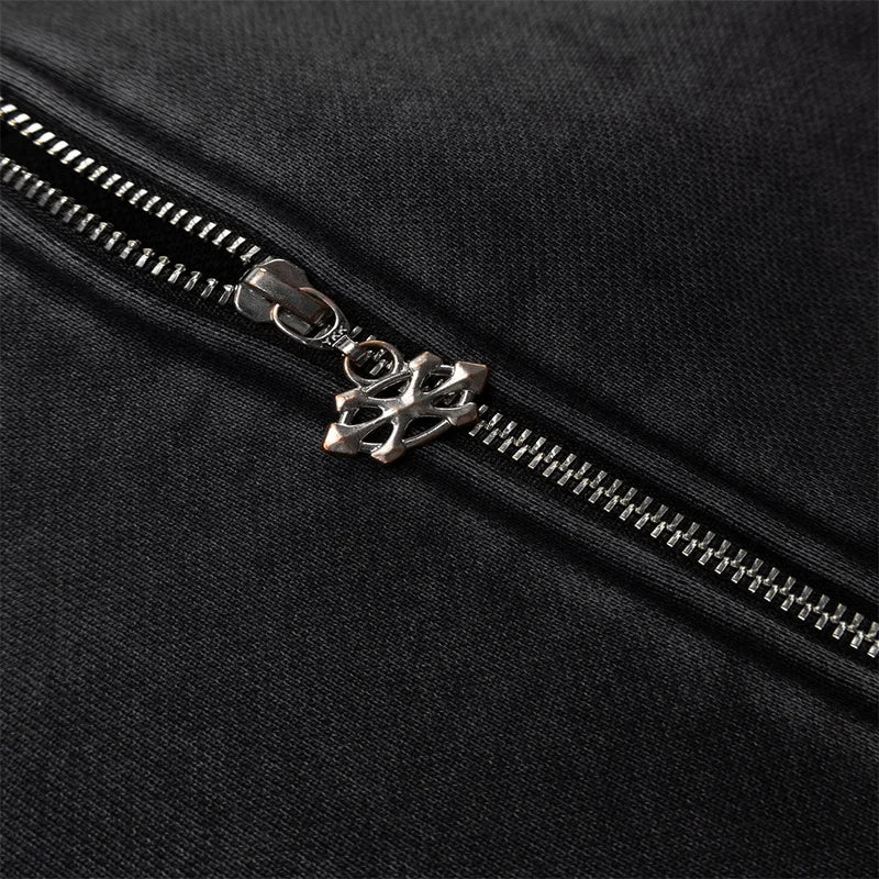 Streetwear Embroidery Zipper Hoodie
