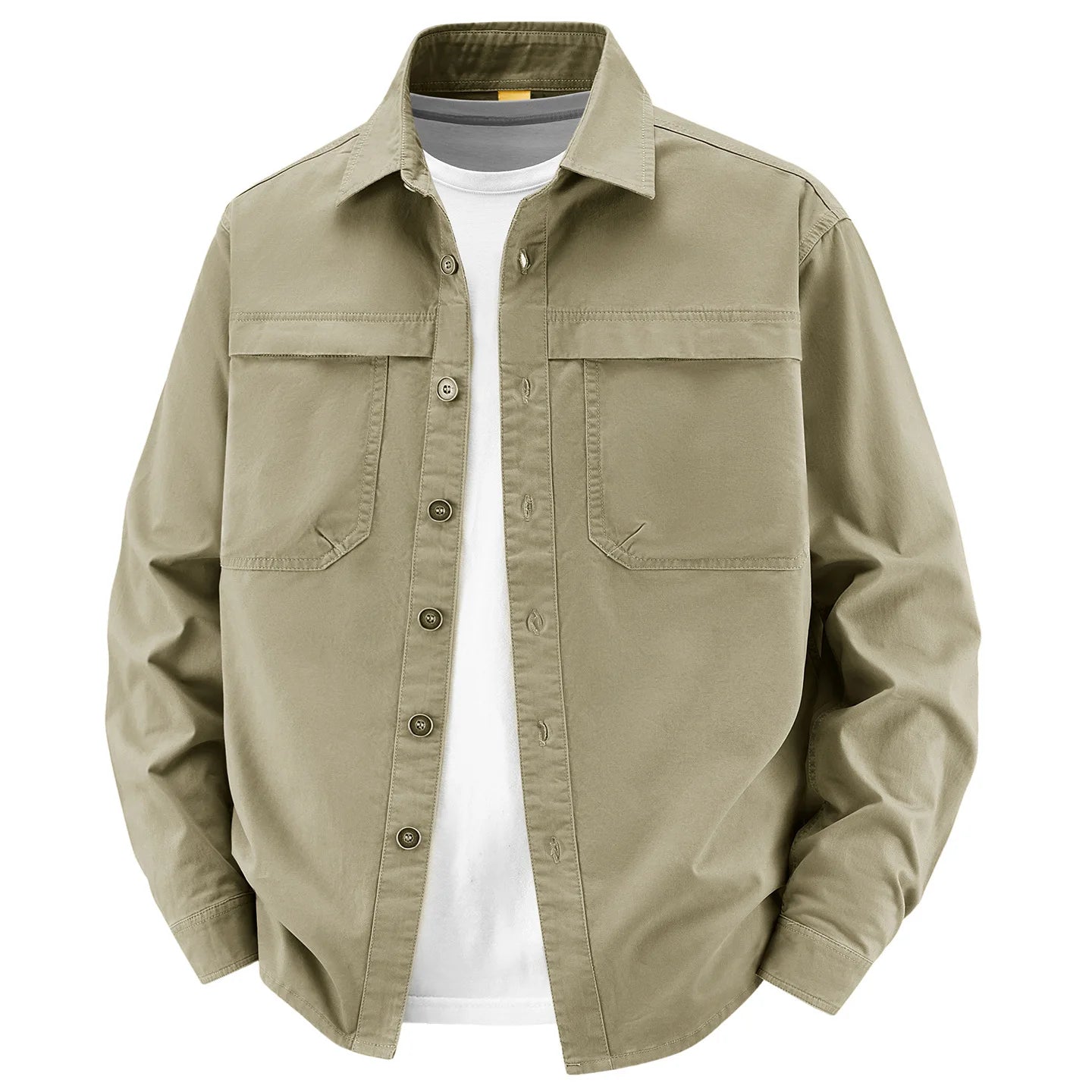 Retro Washed Cotton Long-Sleeve Shirt