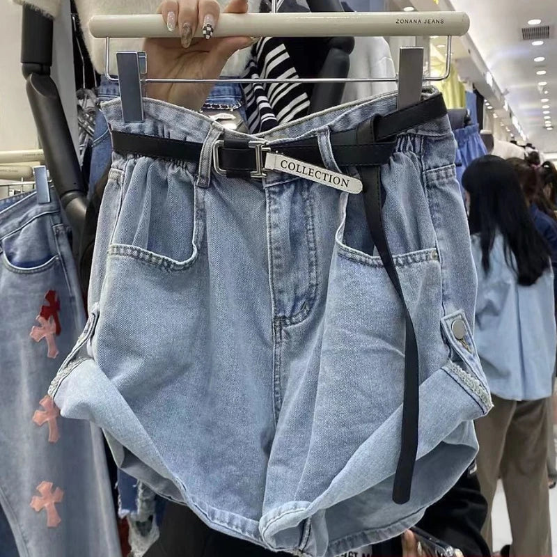 Women Wide Leg Baggy Casual Streetwear Denim Shorts