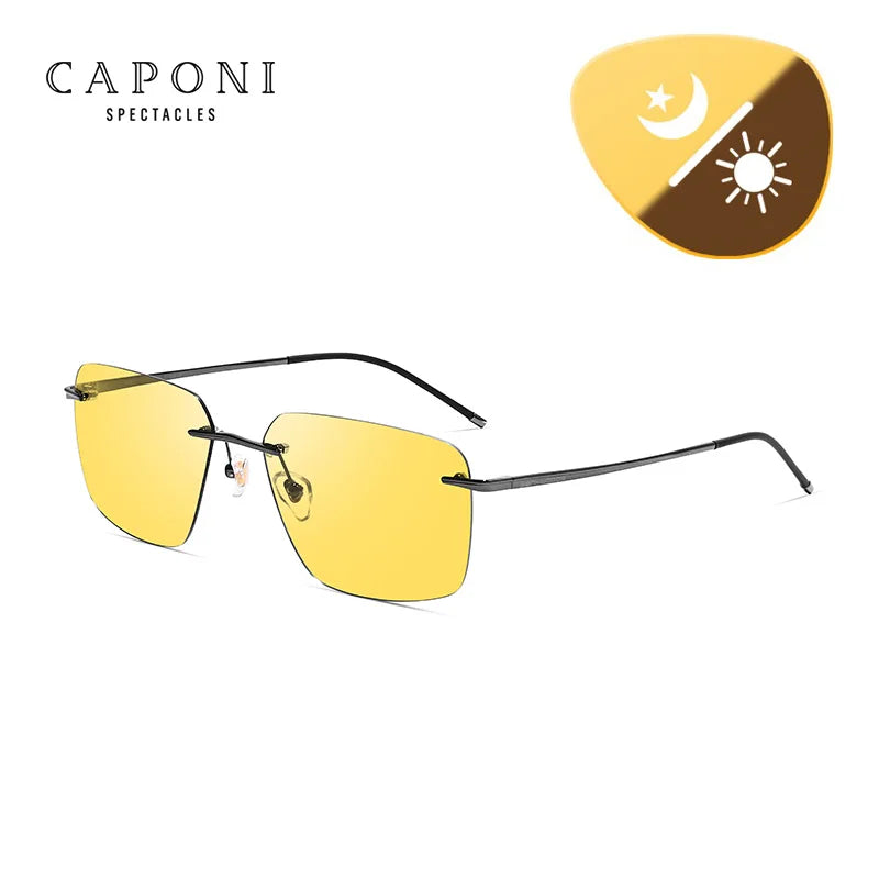 CAPONI Pure Titanium Men's Sunglasses Photochromic Night Vision - Premium Sunglasses from Craftklart.store - Just $36.80! Shop now at Craftklart.store