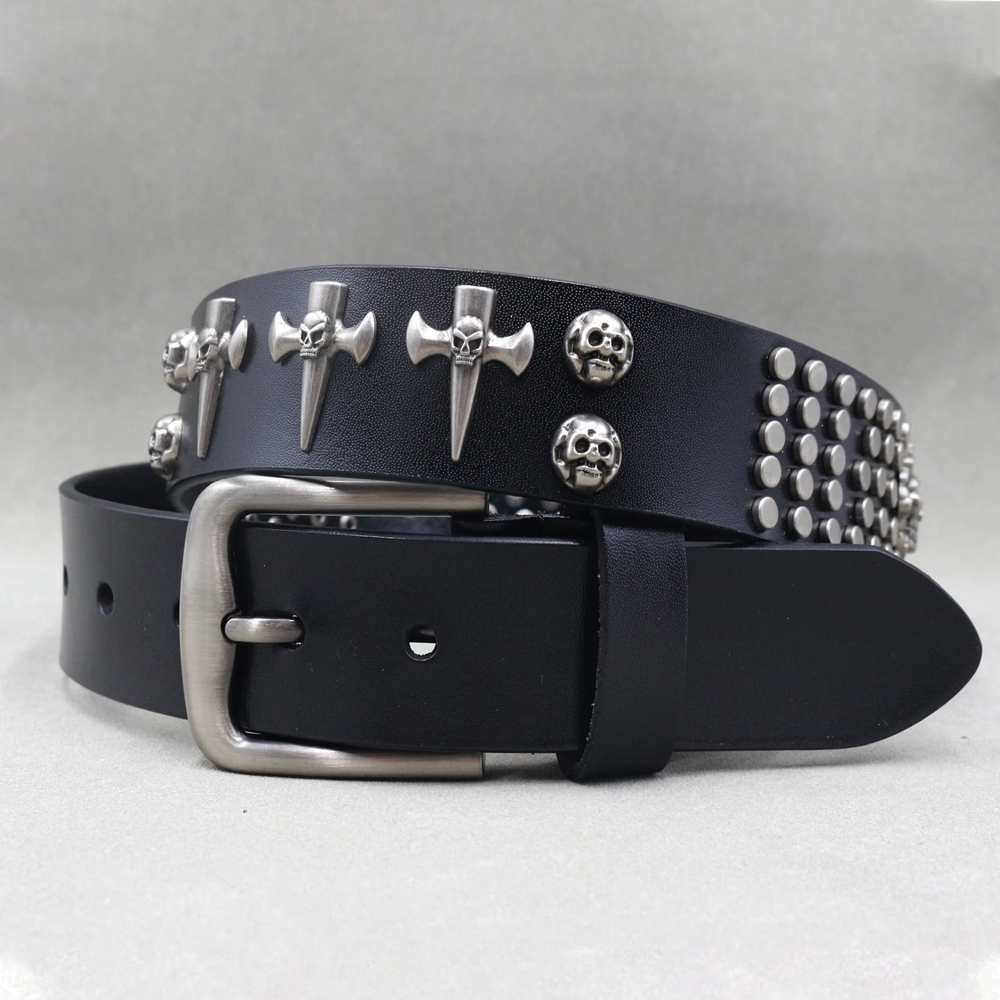 Genuine Leather Cowskin Punk Rivet Jeans Belts - Premium Belts from Craftklart Dropship - Just $22.66! Shop now at Craftklart.store