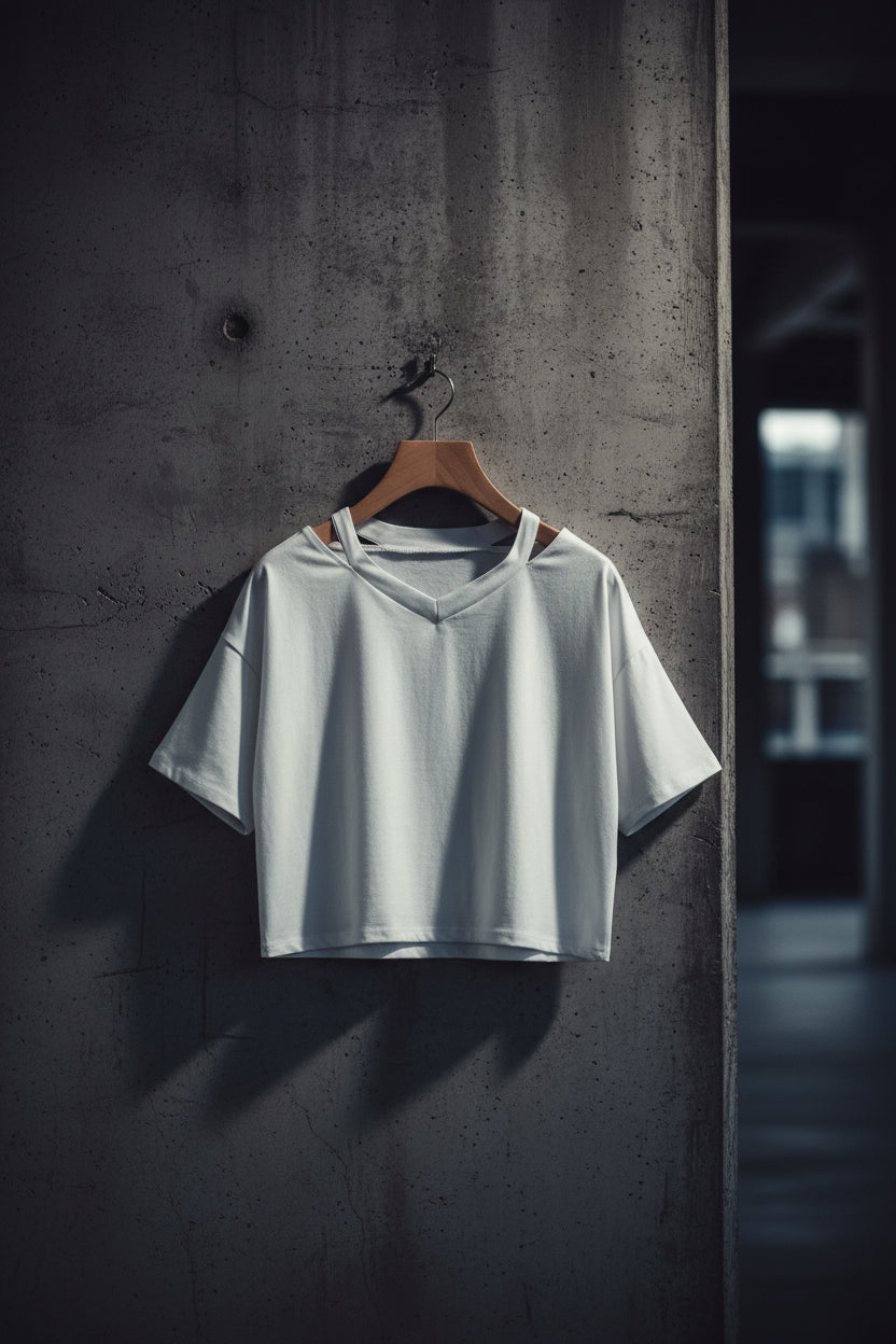 Cropped V-Neck Tee — Women's Short Sleeve