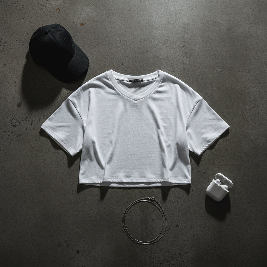 Cropped V-Neck Tee — Women's Short Sleeve