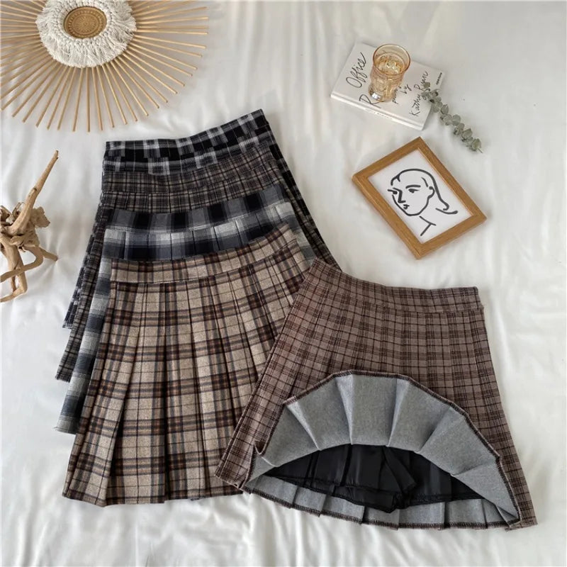 Japan Plaid Jk High Waist Thin A Line Short Skirt - Premium Skirt from Craftklart.store - Just $10.70! Shop now at Craftklart.store