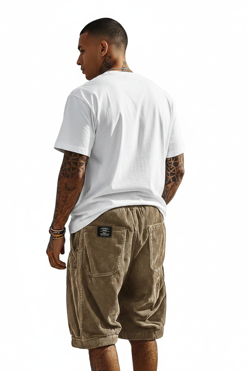 Textured Corduroy Casual Shorts
