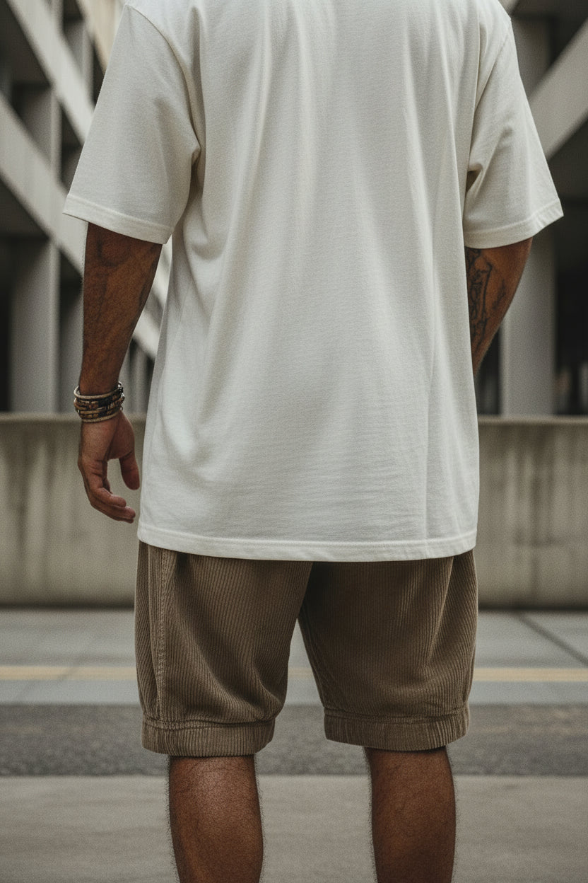Textured Corduroy Casual Shorts