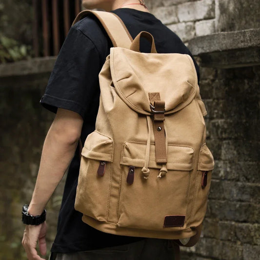 Men Vintage Canvas Large Capacity 15.6inch Laptop Casual Bag