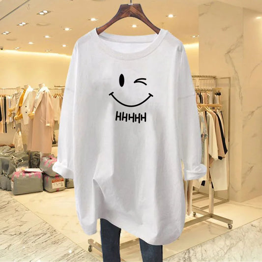 Chic Loose O-neck Long Sleeve Pullover Cotton Top Tee - Premium Longsleeve Top from Craftklart Dropship - Just $17.11! Shop now at Craftklart.store