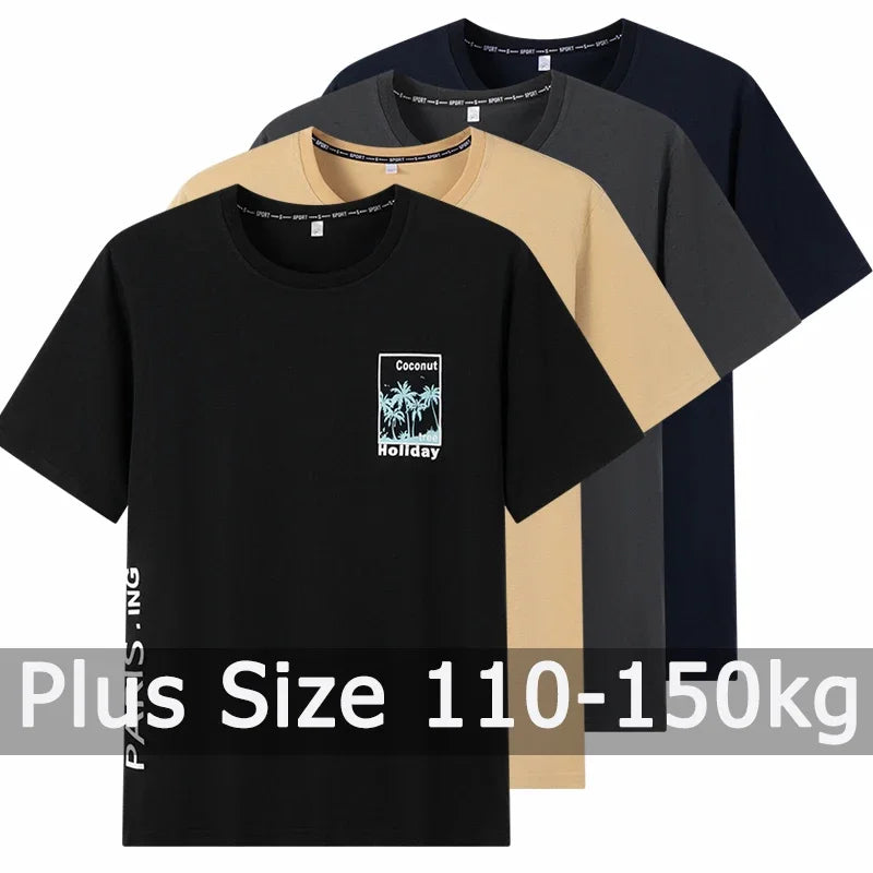 Men's  6XL/7XL Big Size Fashion Cotton Round Neck Short Sleeve Oversized Tops - Premium T-Shirt from Craftklart Dropship - Just $10.69! Shop now at Craftklart.store