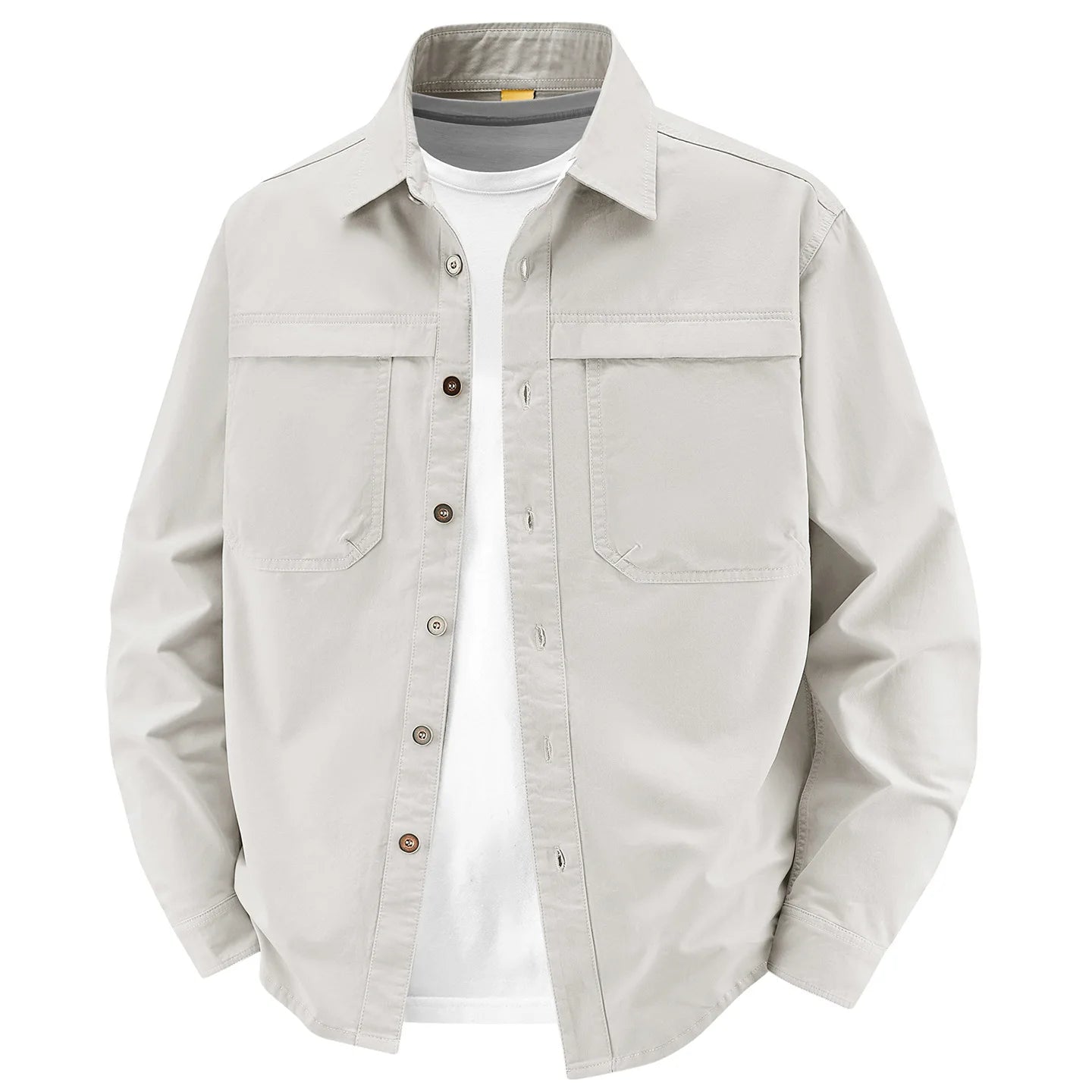Retro Washed Cotton Long-Sleeve Shirt