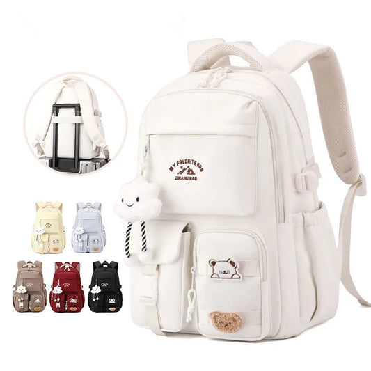 Japanese Ins College Syle Backpack with Pendant - Craftklart.store