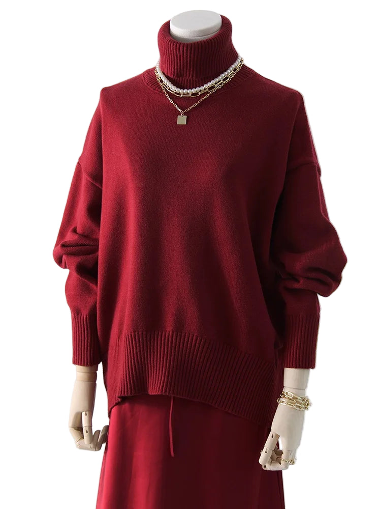 Women's Thick Sweaters Oversize Turtleneck Women Winter Warm White Pullovers Knitted High Neck Oversized Sweater For Women Tops - Craftklart.store