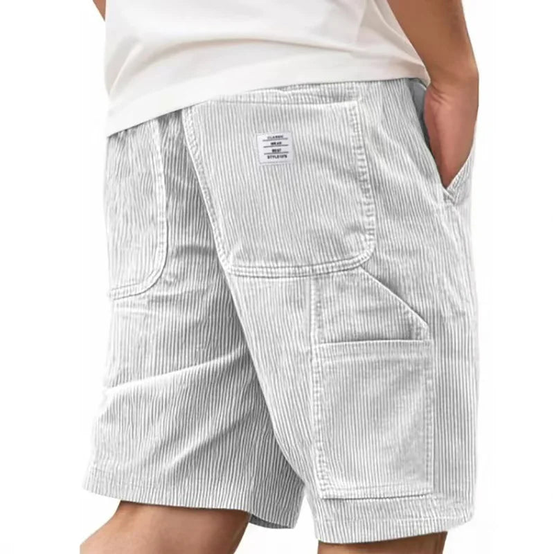Striped Loose-Fit Drawstring Shorts