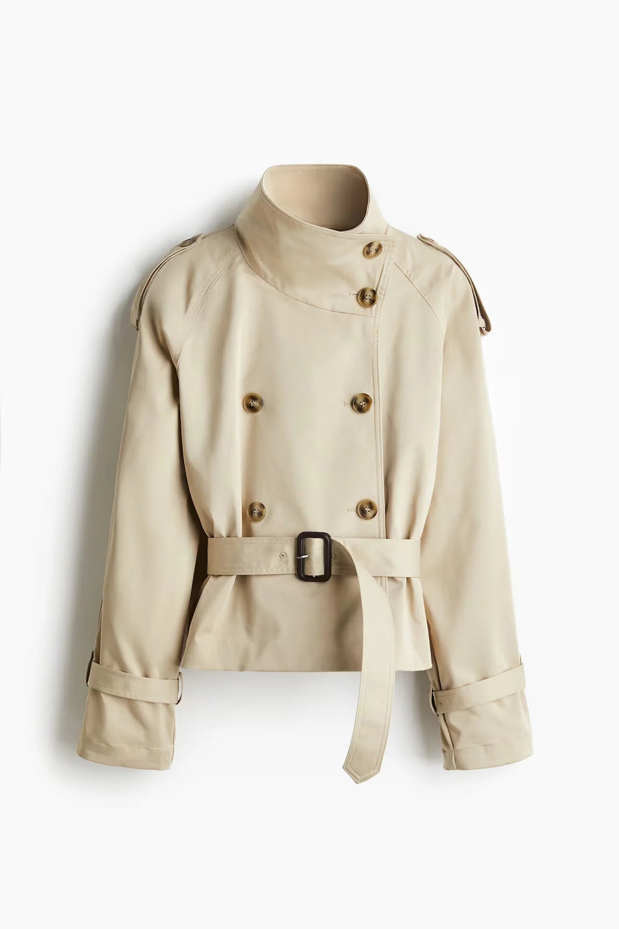 Urban Chic Stand Collar Double Breasted Long Sleeve Short Jacket