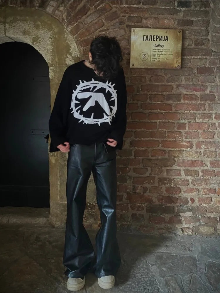 Aphex Twin Knit Y2k Autumn/Winter Streetwear Pullover