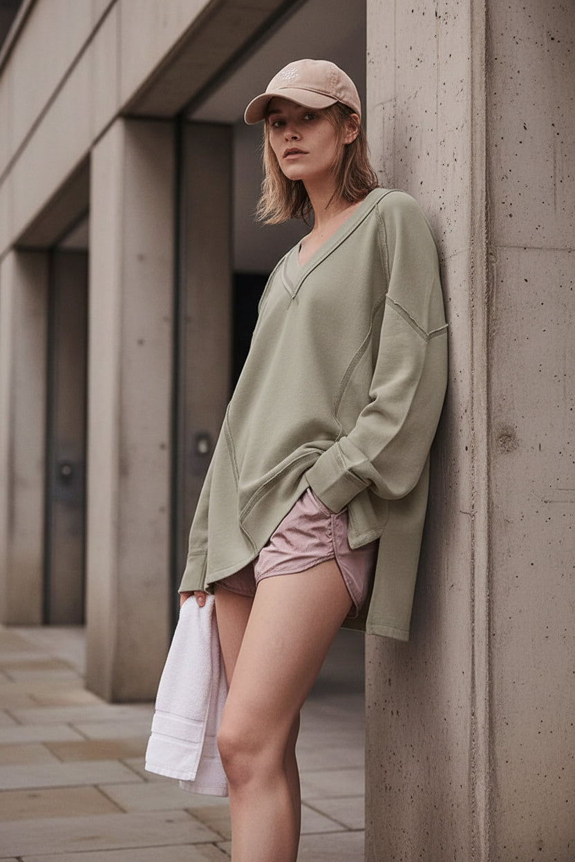 Oversized Cotton Sweatshirt — Open Side Patchwork | Craftklart