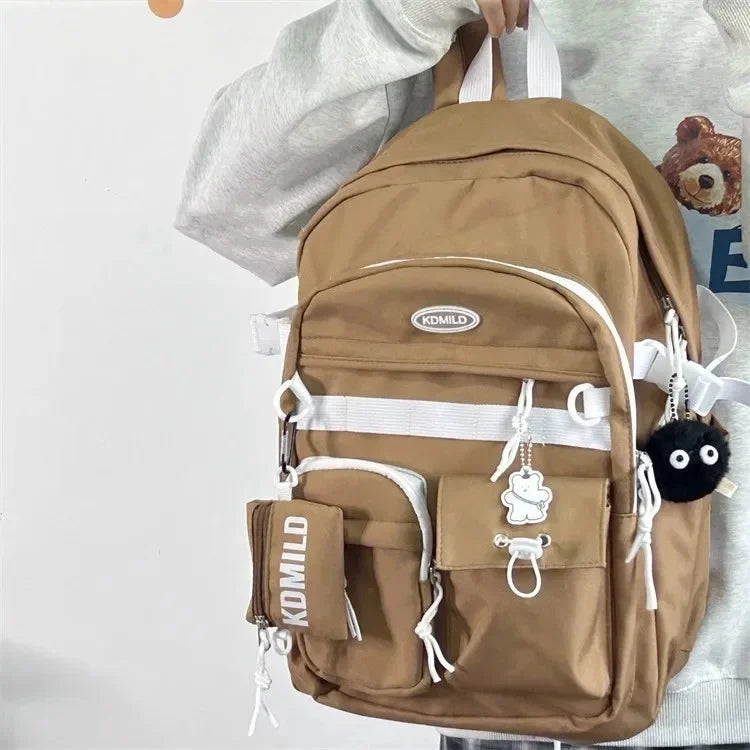 Korean Retro Workwear Large Capacity Dual Shoulder Bag