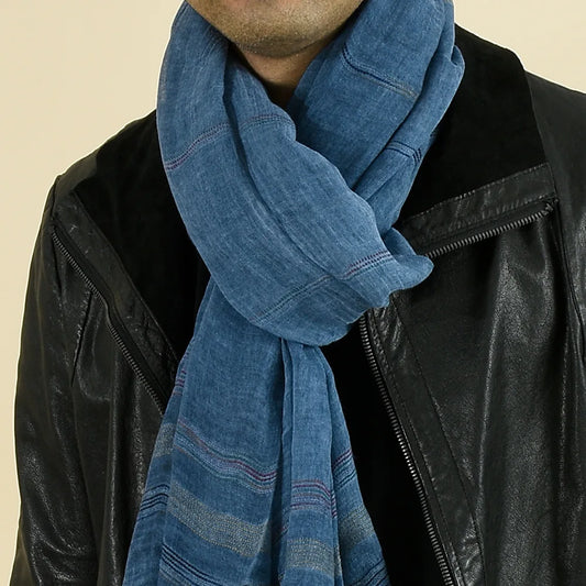 Men's Cotton Linen Yarn-dyed Striped Scarves - Premium Scarves from Craftklart Dropship - Just $9.87! Shop now at Craftklart.store