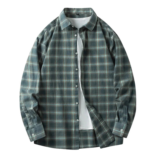 Men's Urban Streetwear Plaid 100% Cotton Shirt - Craftklart.store