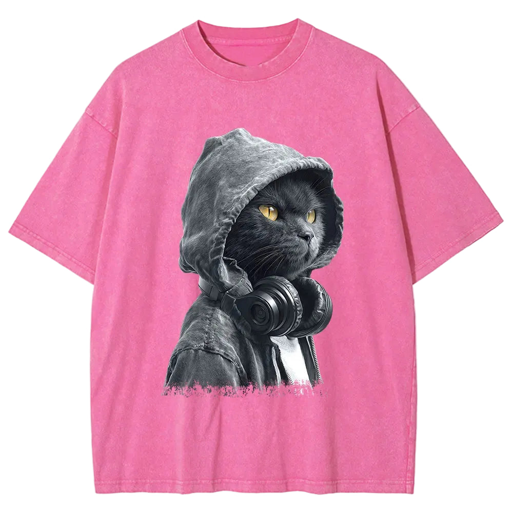 Washed Cotton Casual Loose Fit Graphic T-Shirt - Craftklart.store