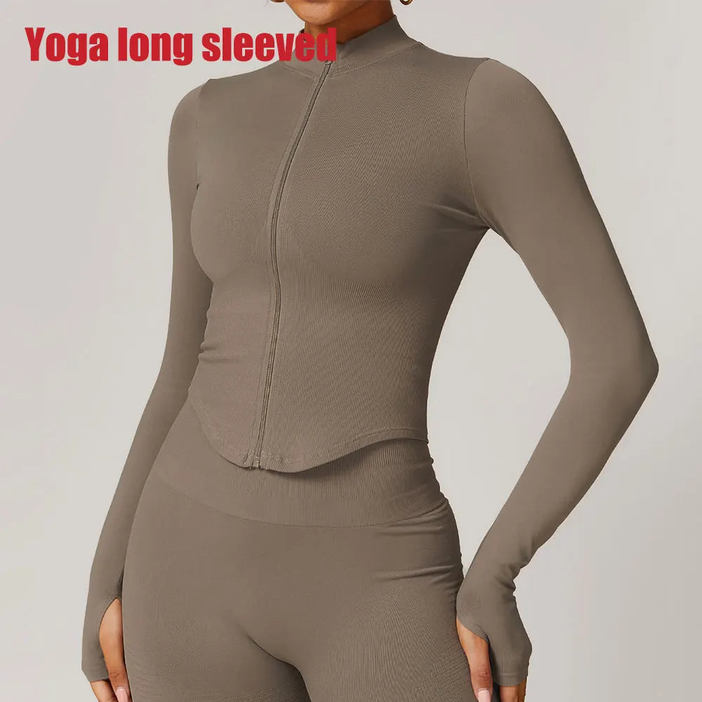 Women's Standing Collar Yoga Long Sleeved Sports Jacket