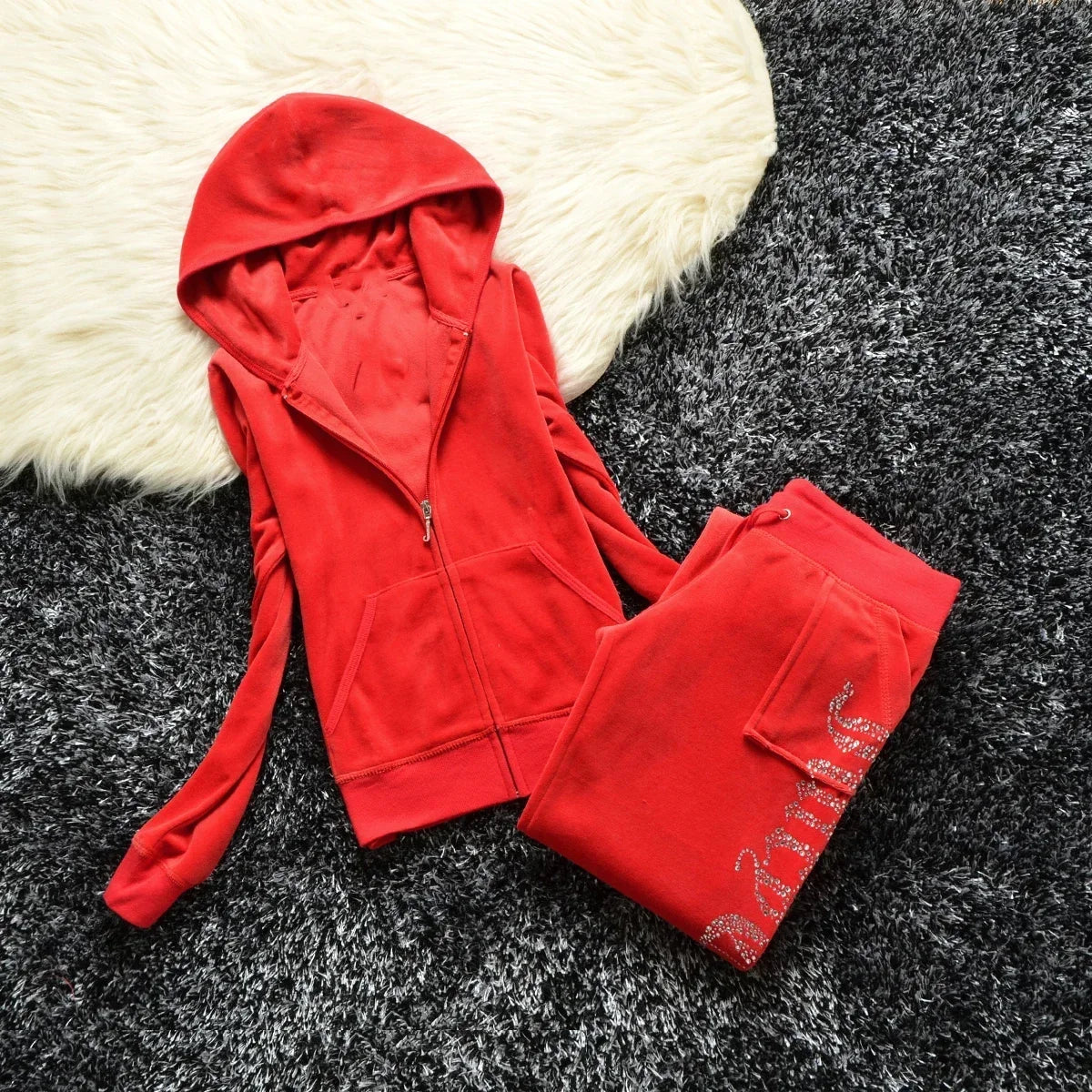 2026 New  Spring Fall Women Warm 2 Piece Velvet Masonry Crown Tracksuit Casual Elegant Ladies 2026  Cosziy - Craftklart.store