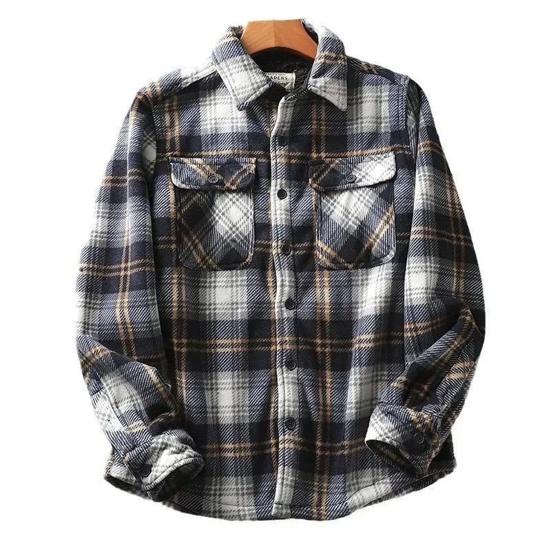 Men's Winter Fleece Linend Warm Plaid Shirt