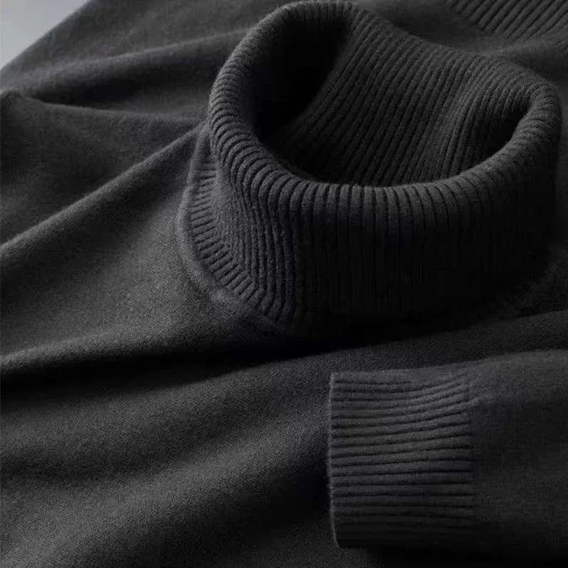 2026 New Mens Knitted Sweaters Solid Color Turtleneck Breathable Pullovers Warm Outdoor Basic Streetwear autumn Business Tops