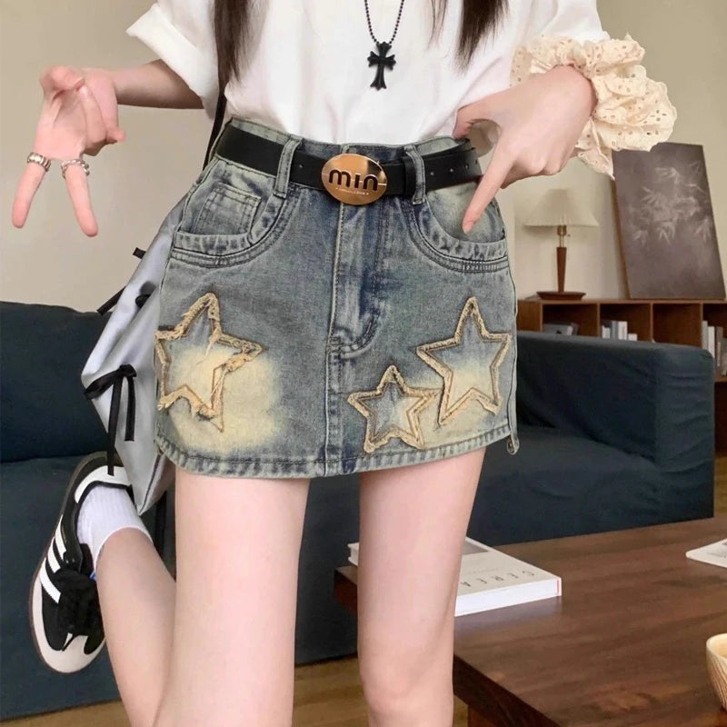 Women American Retro  High Waist Slim Harajuku Denim Skirt - Premium Skirt from Craftklart Dropship - Just $22.41! Shop now at Craftklart.store