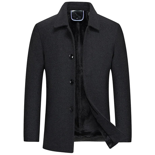 Men's Woolen Autumn Winter Men Wool Trench Jackets