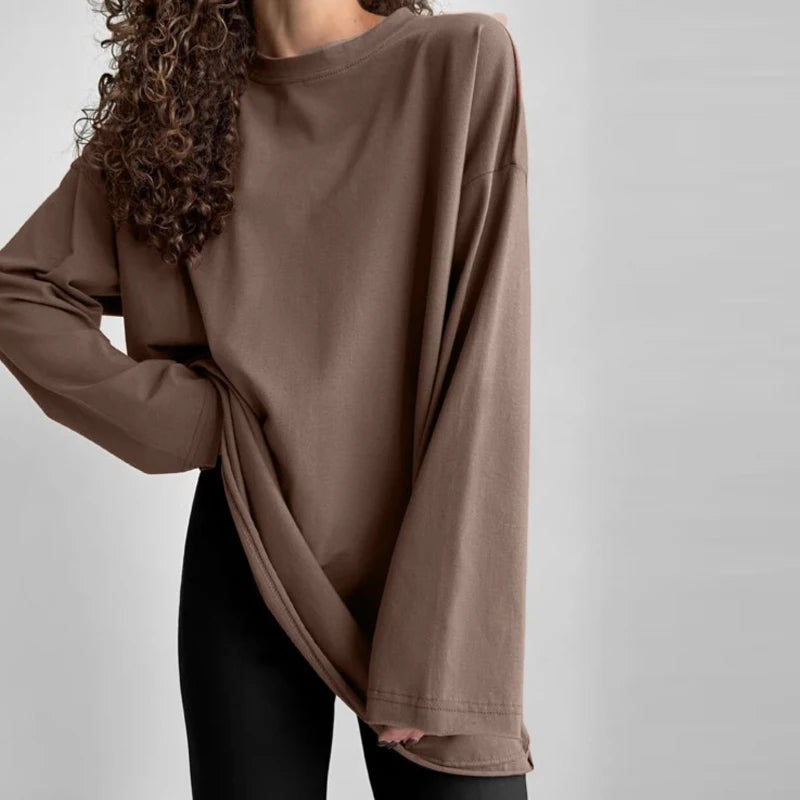 Women Round Neck oose  Long Sleeve Cotton T-Shirts - Premium Longsleeve Top from Craftklart Dropship - Just $18.28! Shop now at Craftklart.store