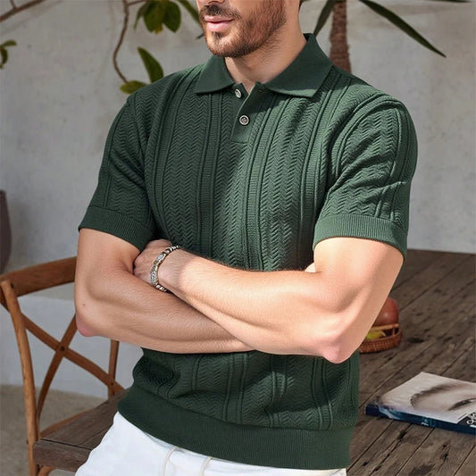 Quality Men's Summer Polo Shirt Short Sleeve Knit Polo Shirts Business Casual Breathable Cool Golf Shirt - Craftklart.store