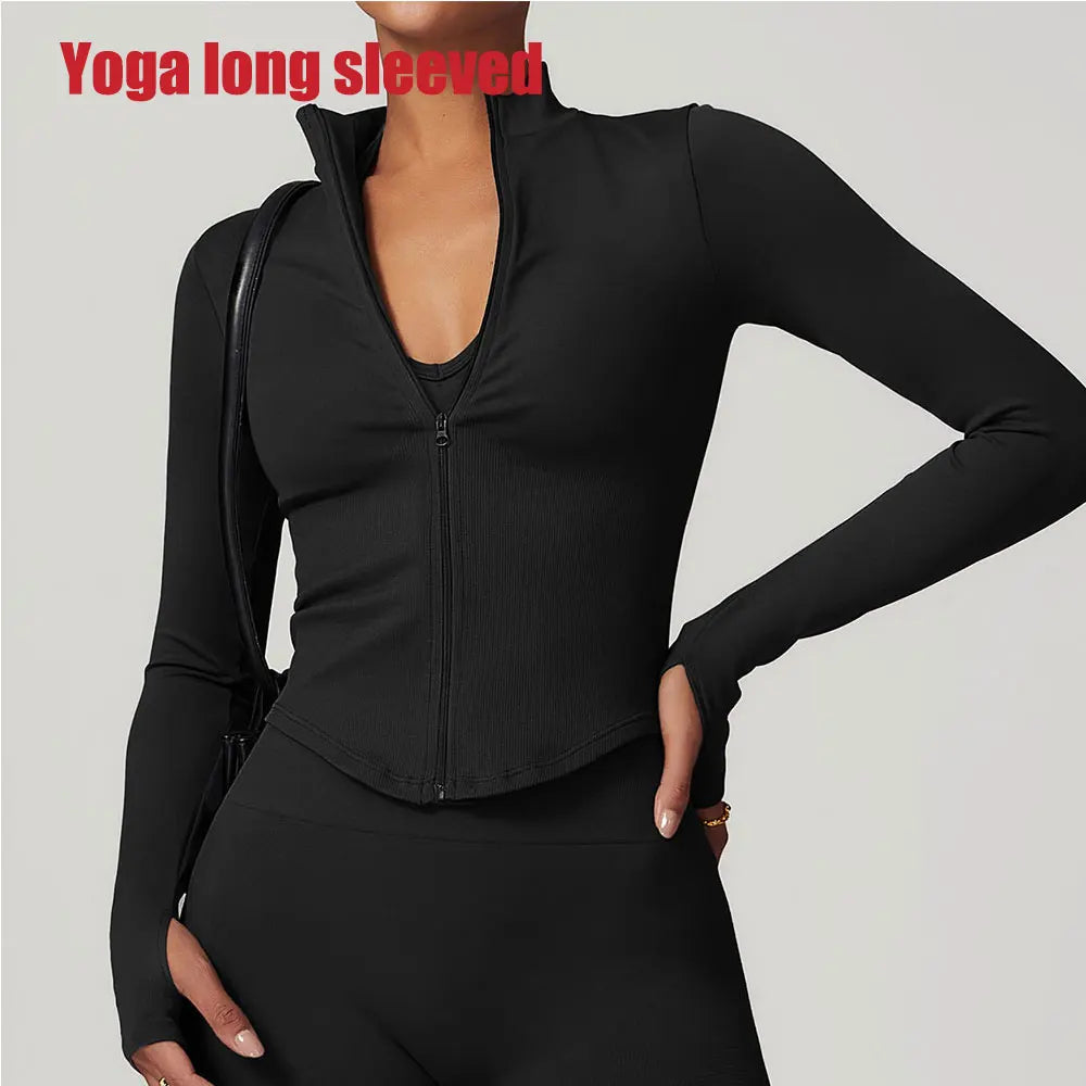 Women's Standing Collar Yoga Long Sleeved Sports Jacket