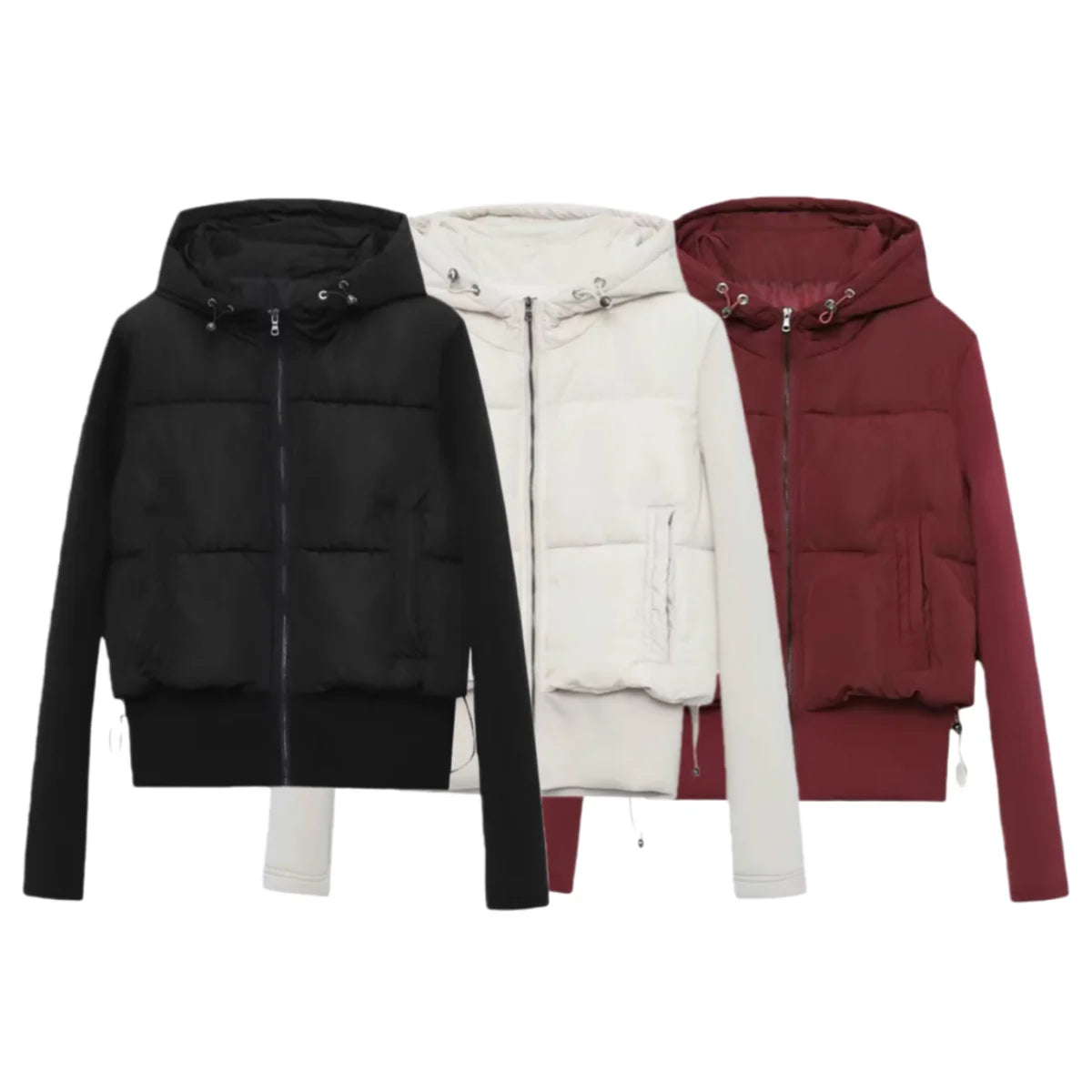 Craftklart Slim Fit Hooded Puffer Coat for women, stylish streetwear outerwear with a sleek, fitted design and hooded collar.