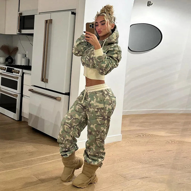 Camouflage Two-piece Street Sports Set