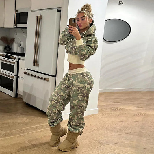 Camouflage Two-piece Street Sports Set