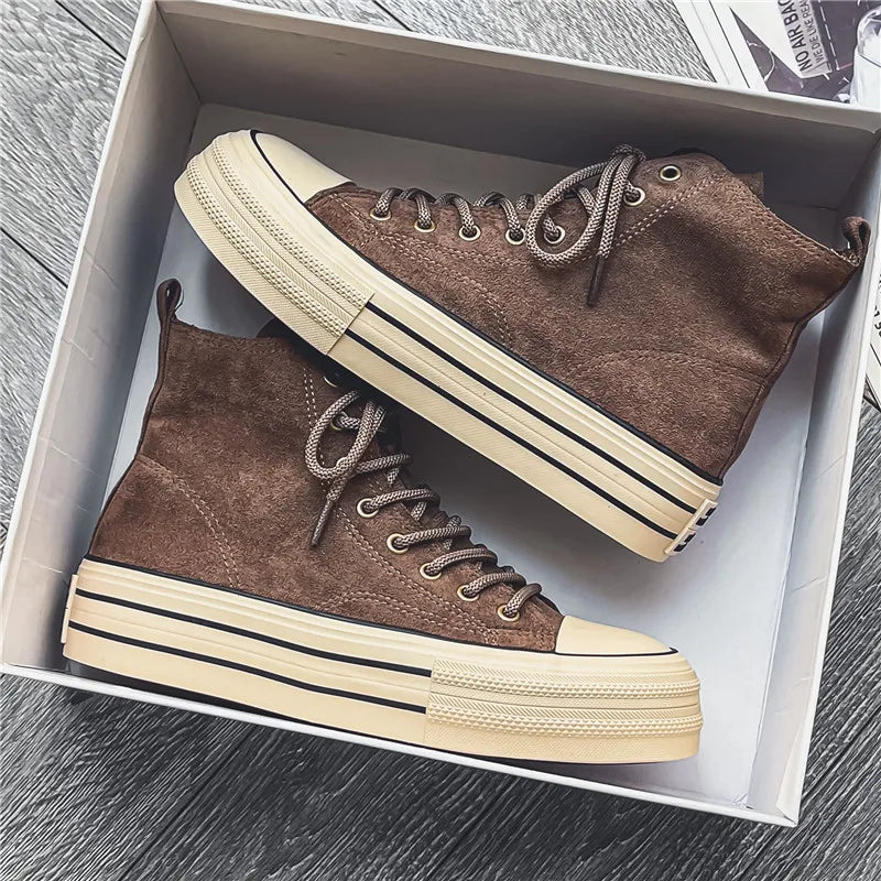 JY explosive men's new high top thick sole couple canvas shoes casual
