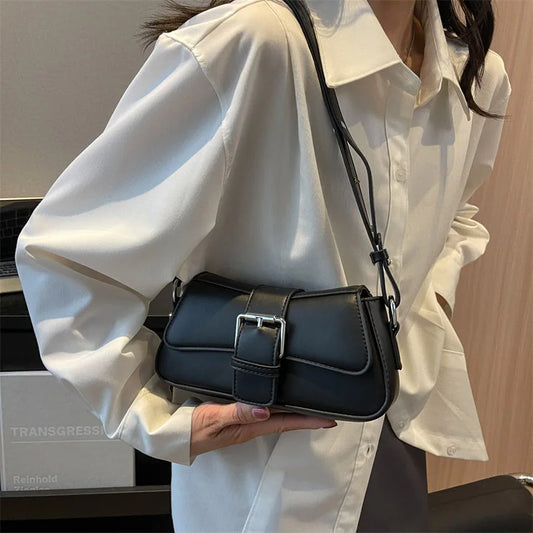 Solid color Leather Crossbody Bags For Women Luxury Brand Underarm Shoulder Bag Fashion Trend Women's Designer Handbag and Purse - Craftklart.store