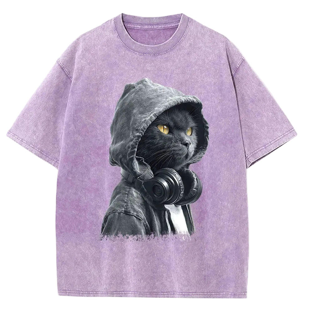 Washed Cotton Casual Loose Fit Graphic T-Shirt - Craftklart.store