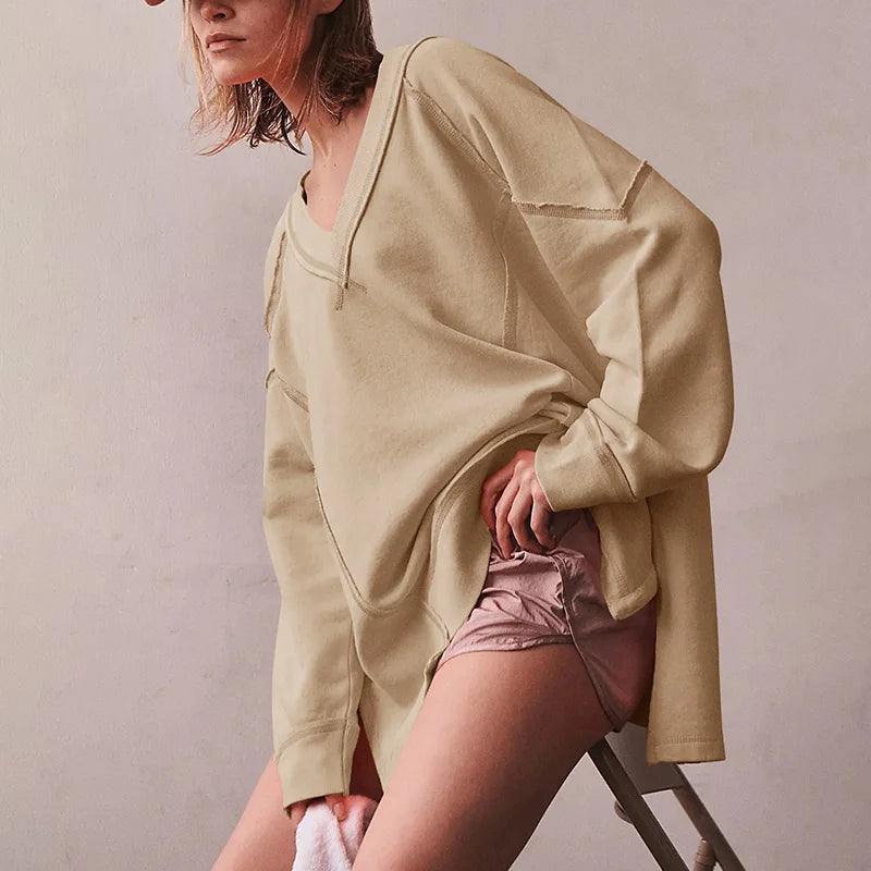 Oversized Cotton Sweatshirt — Open Side Patchwork | Craftklart
