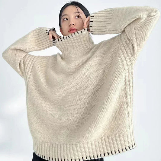 100% Pure Wool Cashmere Sweater Women's Turtleneck Pullover